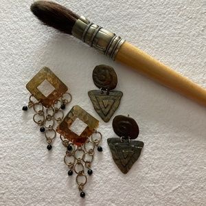 Boho Vintage Chain and Geometric Statement Earrings